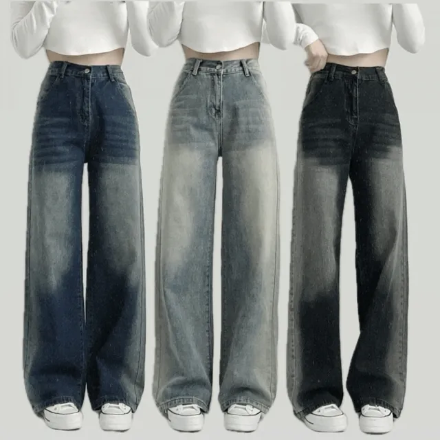 핏/색감깡패❣ 워싱 빈티지 데님 뒷밴딩 와이드 팬츠 3color