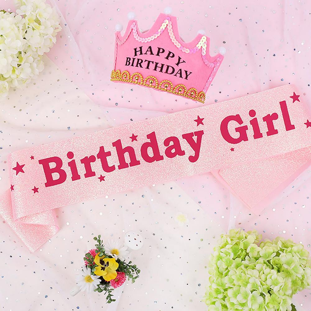 생일어깨띠  Birthday 핑크