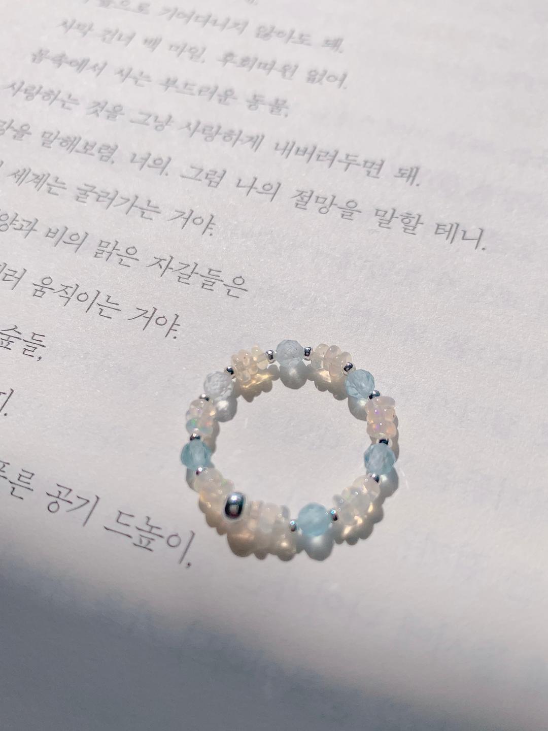아쿠아마린 + 백수정,오팔 반지 ♔