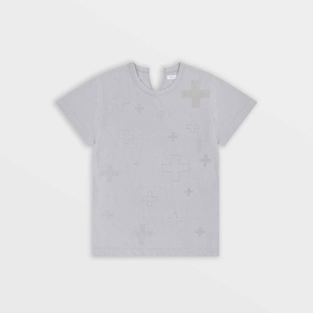 1/2 Split Hem Plus T-Shirt (Gray)