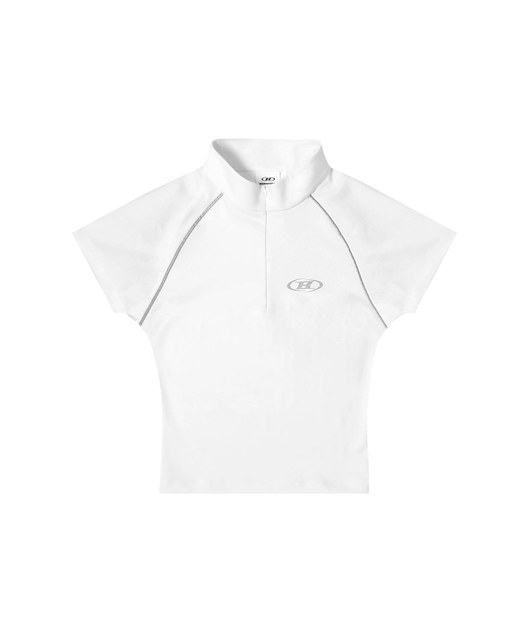 SILVER B RAGLAN HALF ZIP-UP T-SHIRTS [WHITE]