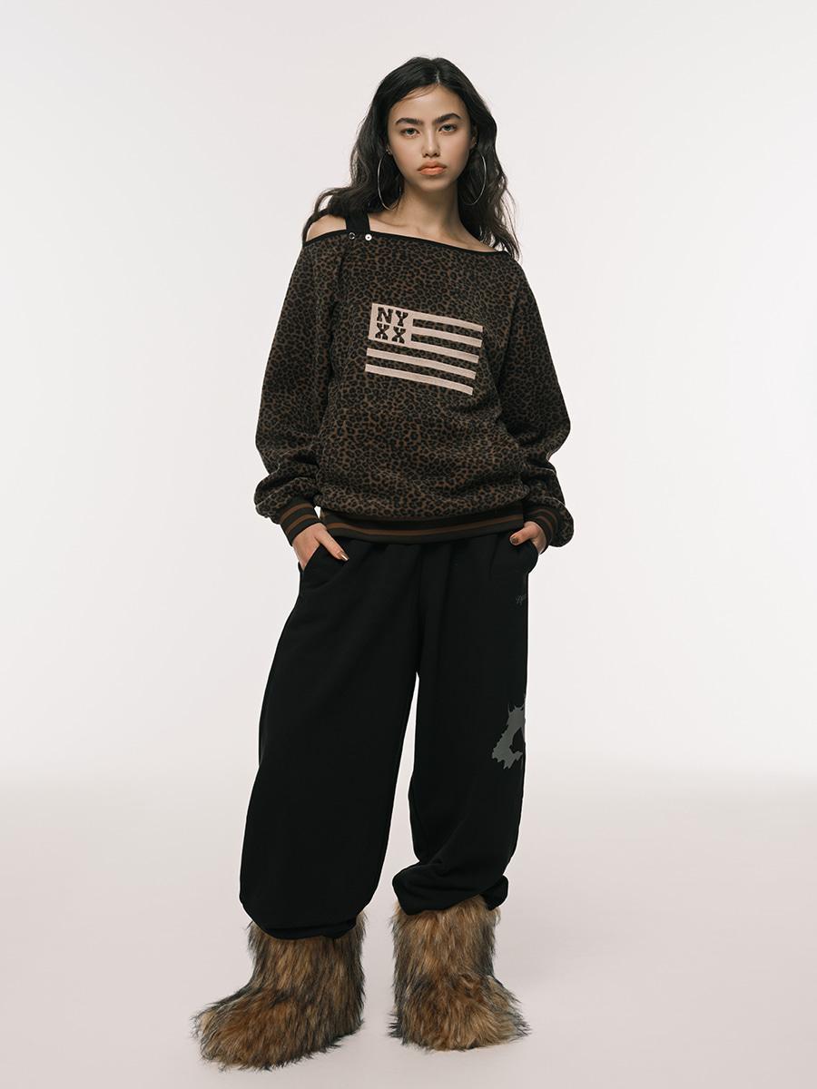 NYX FLAG FLEECE OFF SHOULDER BROWN