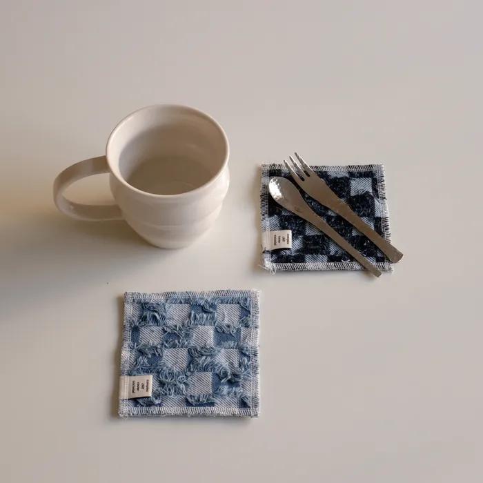 모스 데님 패치워크 티코스터 2colors