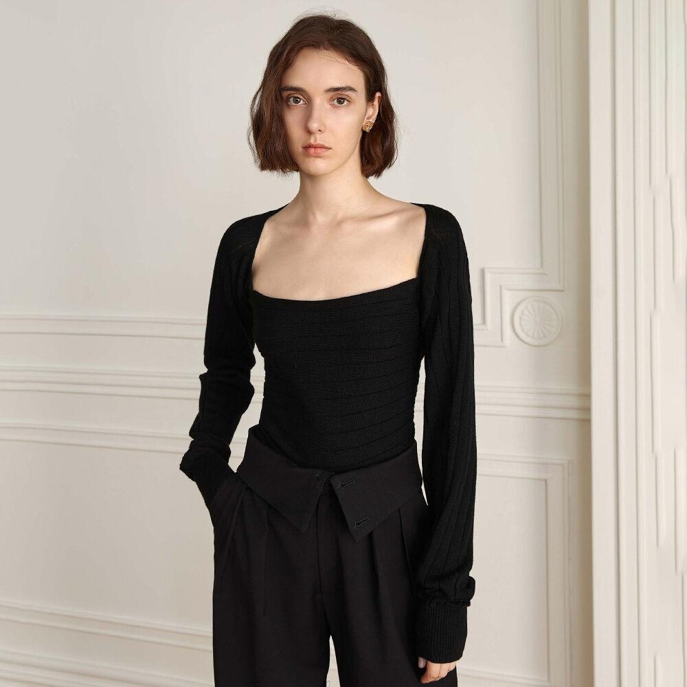 YY_Cross back square neck knit