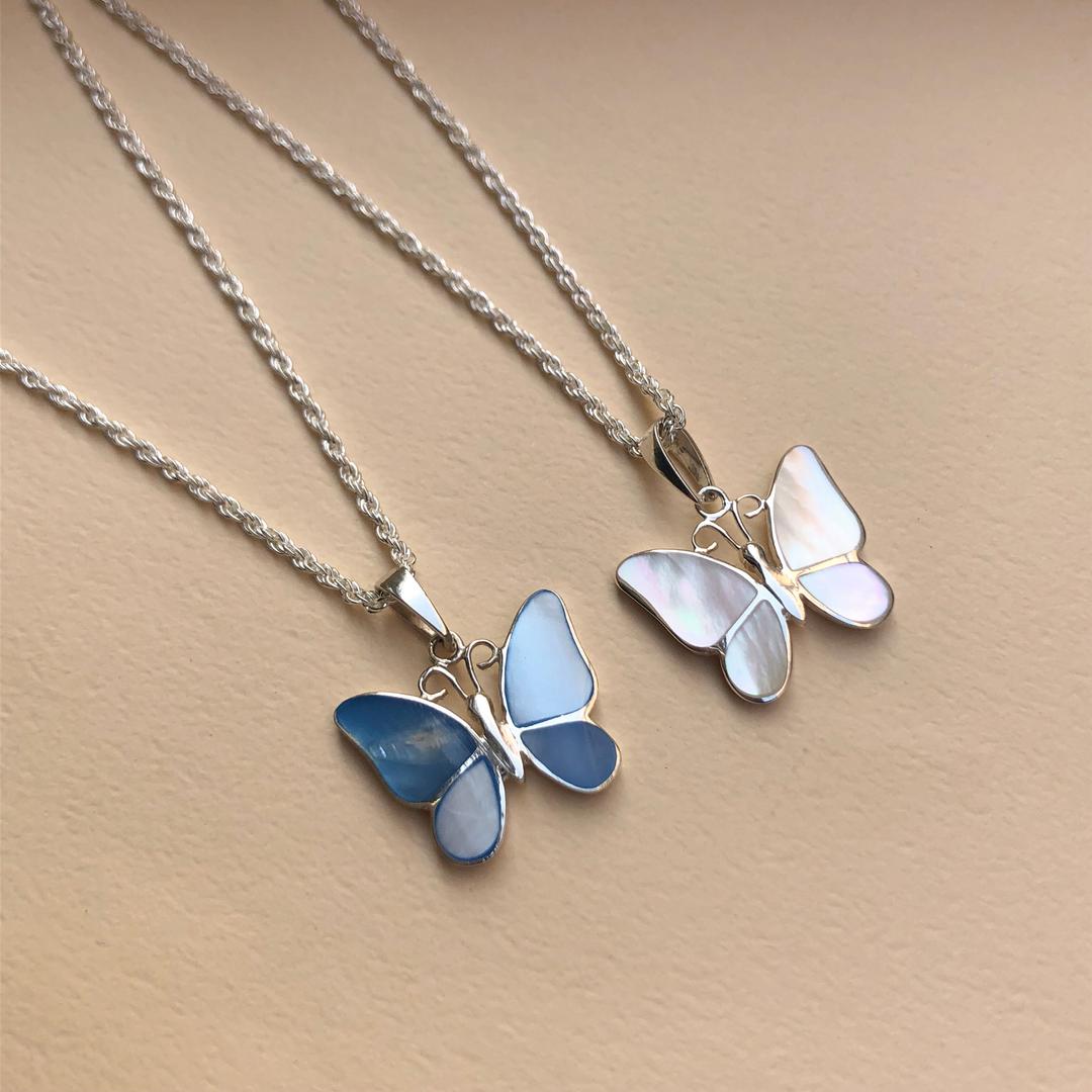 [무배]엘리노이 925 silver  빈티지 나비  실버 롱 목걸이