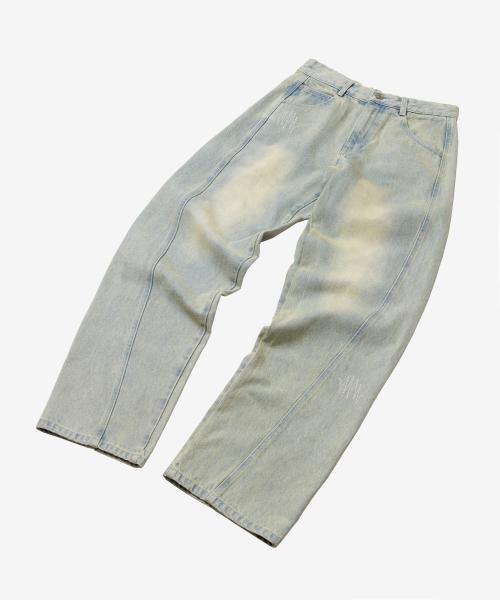 커브드 스티치 와이드 데님 팬츠 [LBLUE]_SEPT038LBLUE