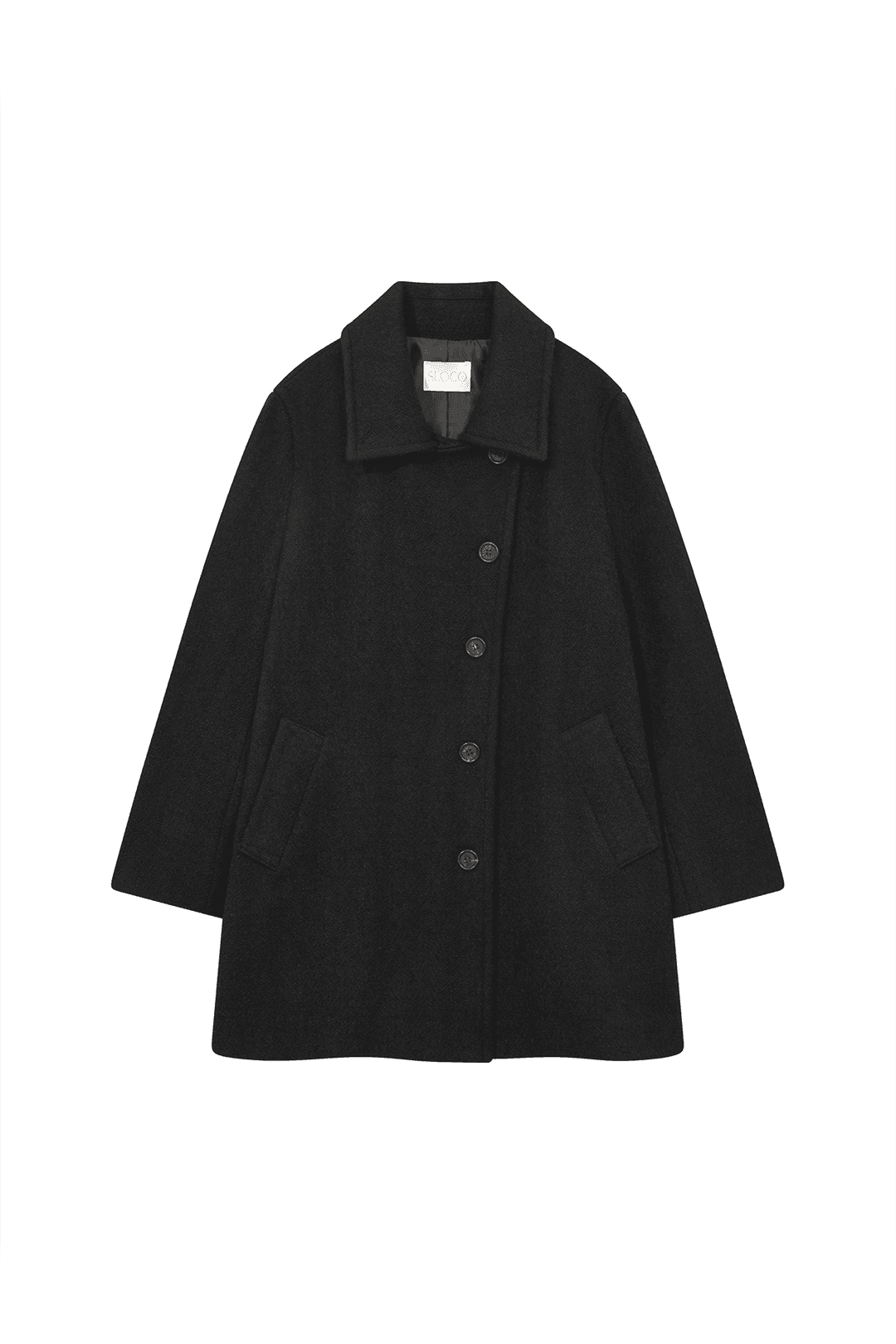 [SLOCO] Classic wool half coat, black