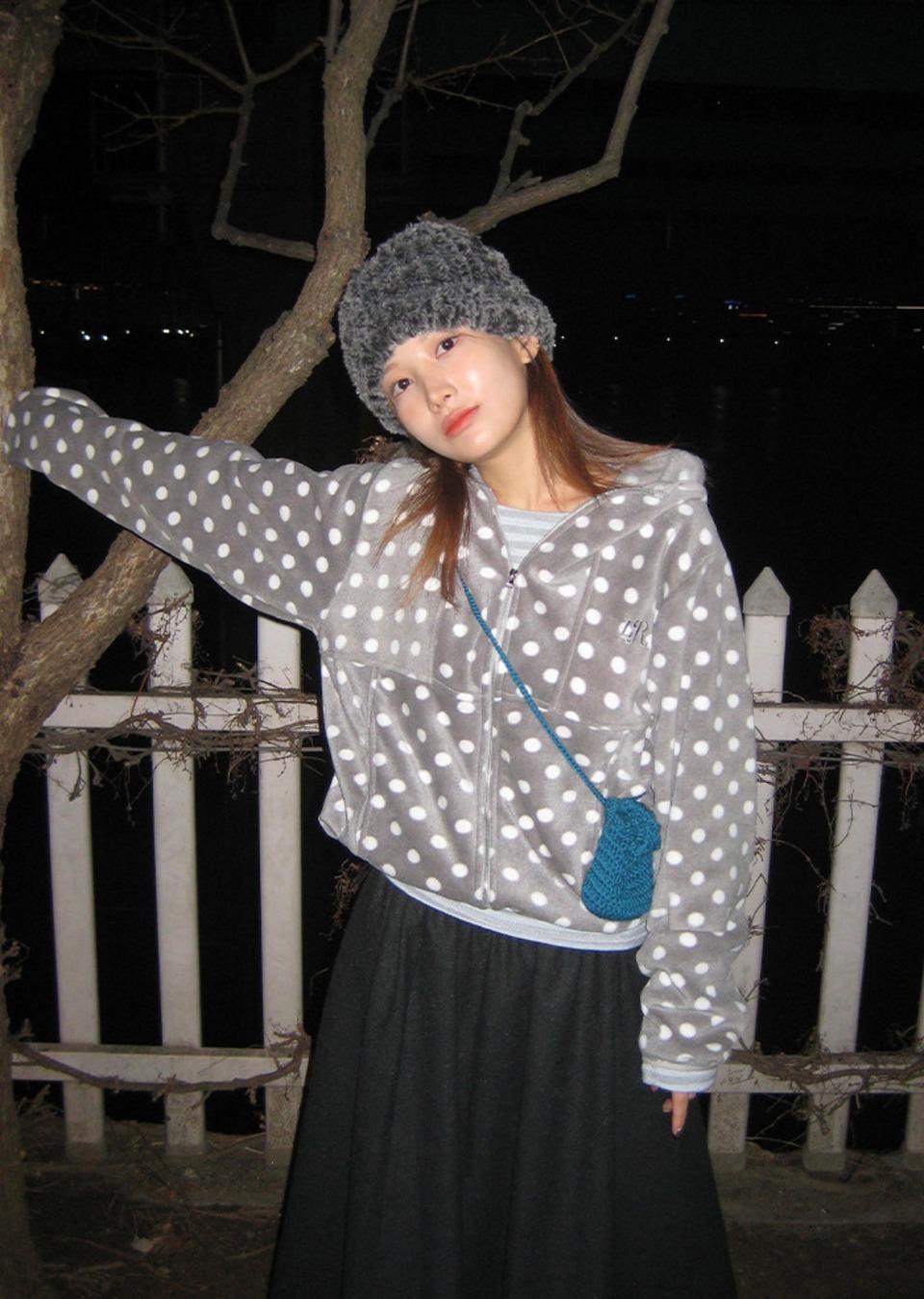 [유니PICK] LINE FLEECE ZIP-UP_DOT GREY