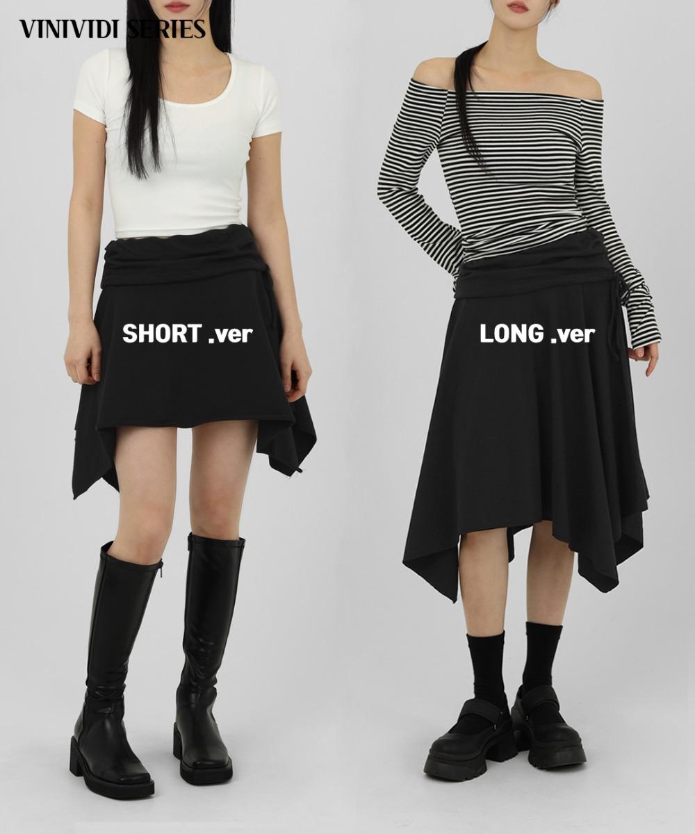 비니비디 [Made] [숏,롱 Size] 란드 언발란스 레이어드 밴딩 스커트