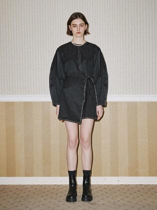 DEMI STITCH MINI DRESS_BLACK (EEOO3OPR04W)