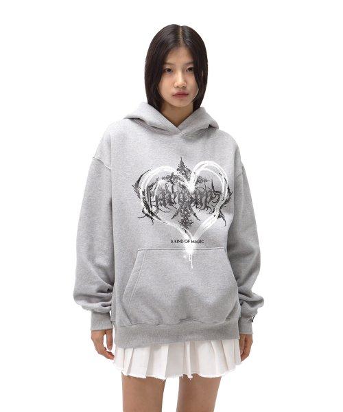 고딕 하트 오버핏 후드티-멜란지