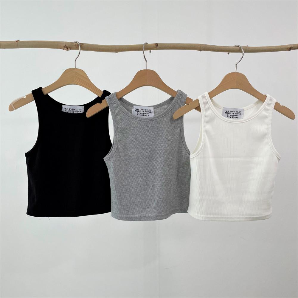 골지 크롭 베이직 이너 홀터넥 나시