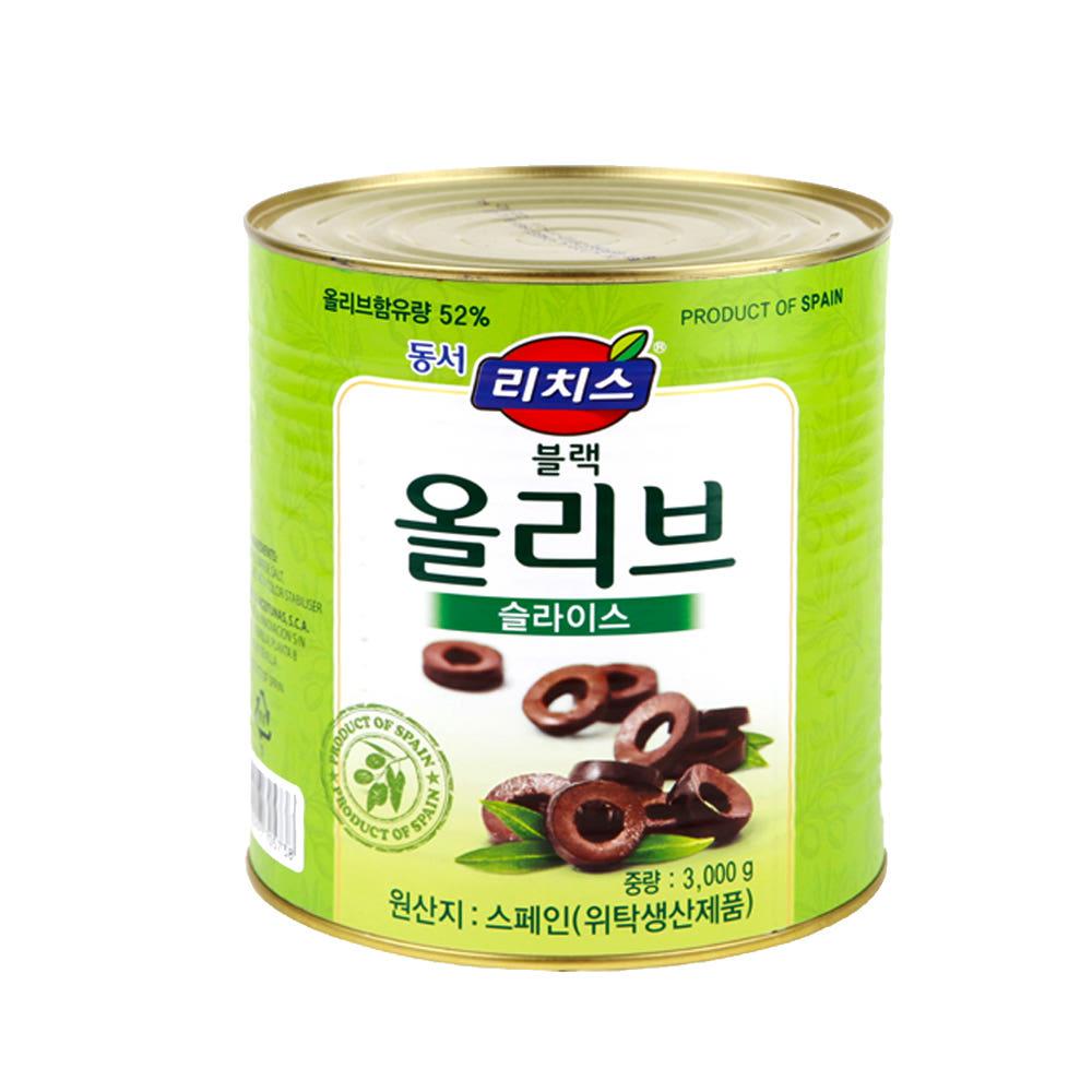 동서 리치스 블랙올리브 슬라이스 3kg 통조림올리브 피자토핑