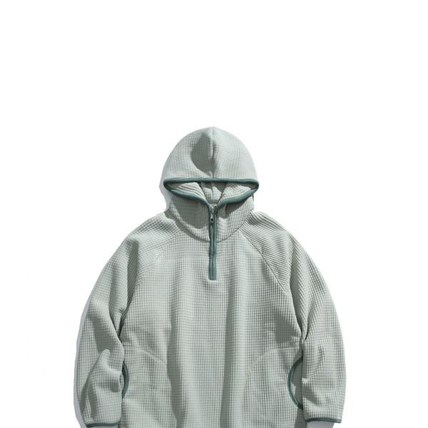 Half Zip-Up Fleece Hooded T-shirt