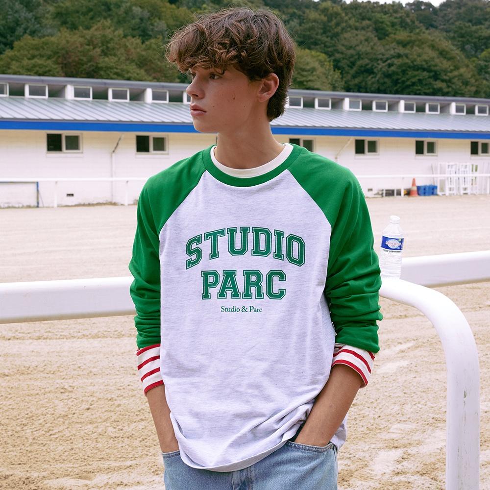 (MEN) Studio Parc Raglan Long Sleeve T-Shirt_Green