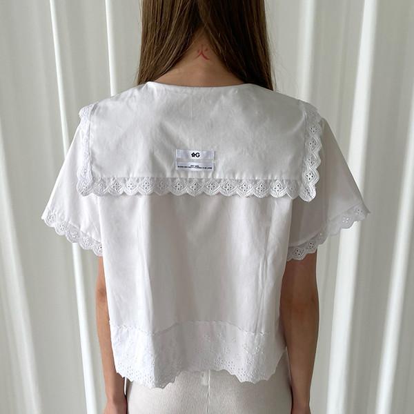 PFF GIRL White Lace Sailor Collar Shirt