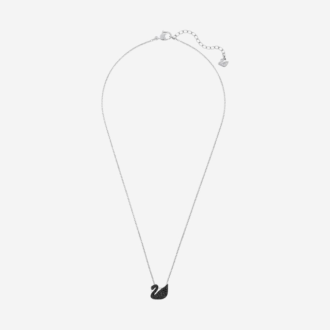 (W) Swarovski Iconic Swan Pendant Small Black Rhodium Plated
