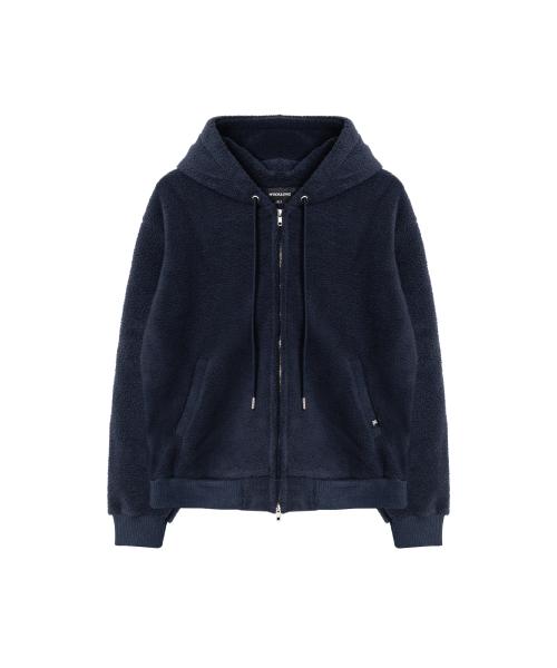 Signature fleece hood zip-up - NAVY