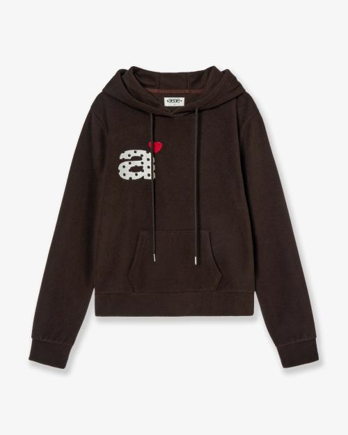 DOT SMALL LETTER FLEECE HOODIE [BROWN]