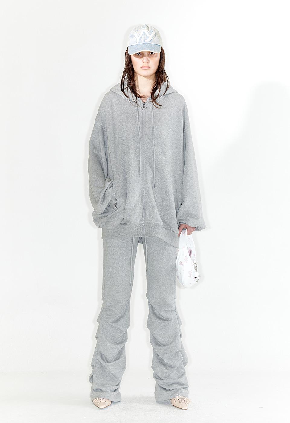 JERSEY SHIRRING PANTS, GRAY