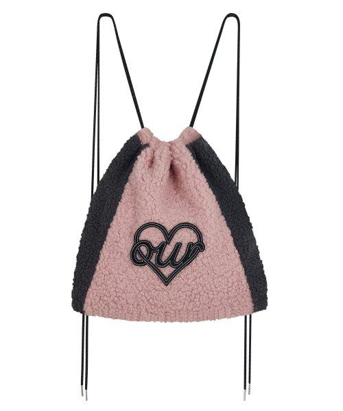 아워 플리스 배색 백팩 핑크/챠콜