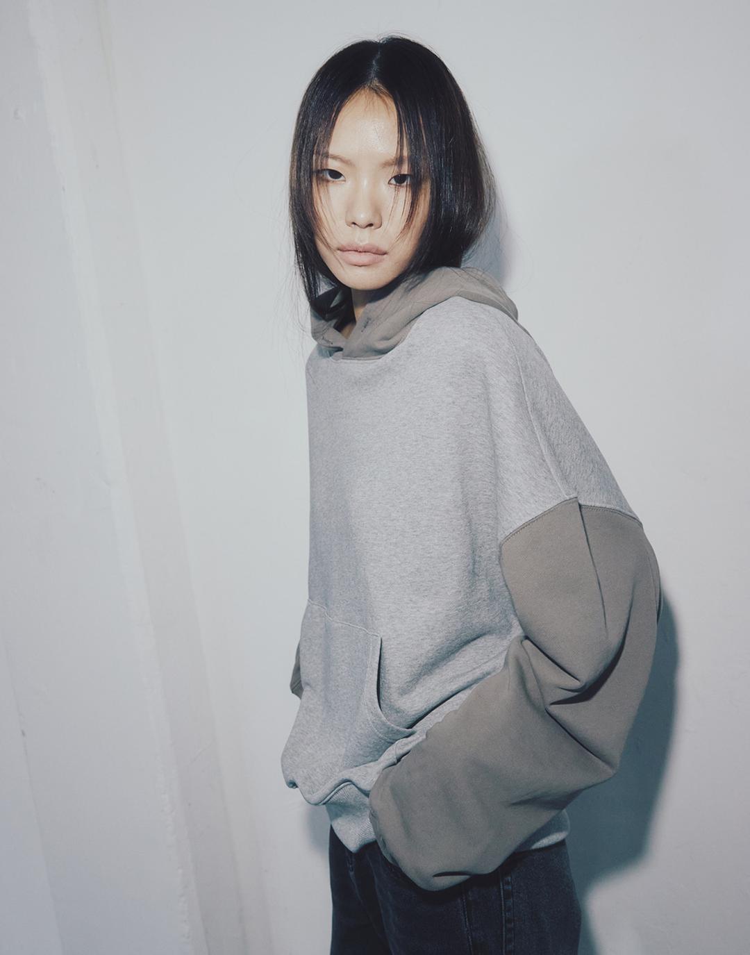 Solid Colorblock Hoodie (Grey)