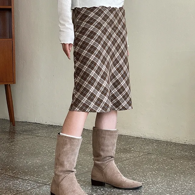 *md추천*모리 체크 미디 스커트