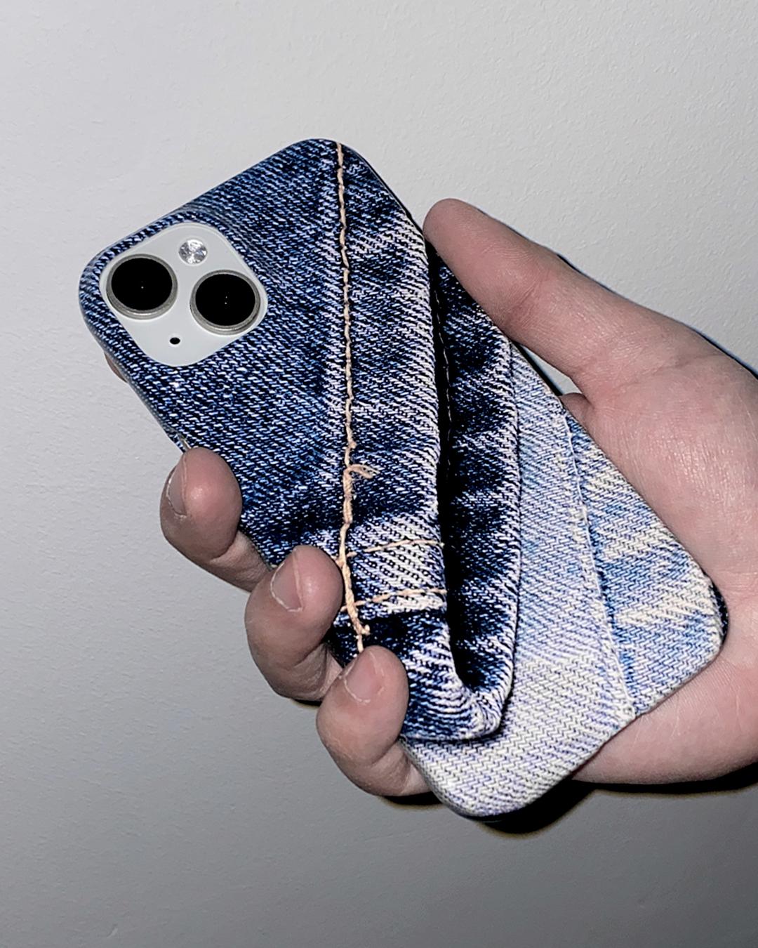 blue denim hem stitch case