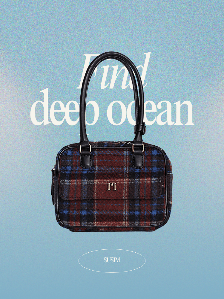 수심 Vintage Check Bag 빈티지 체크 토트백 미니 겨울 울 레드 가방