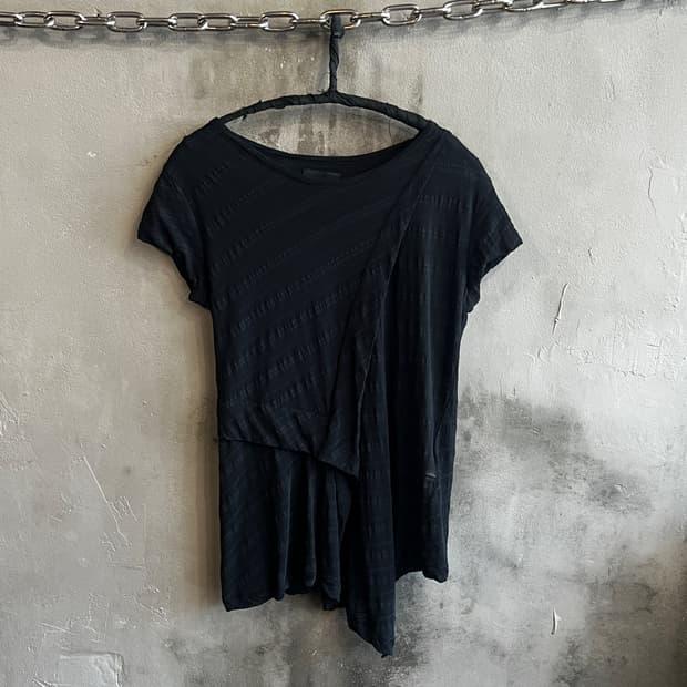 20ss 요지 야마모토 비대칭 니트 숏슬리브 티셔츠 | 후루츠패밀리