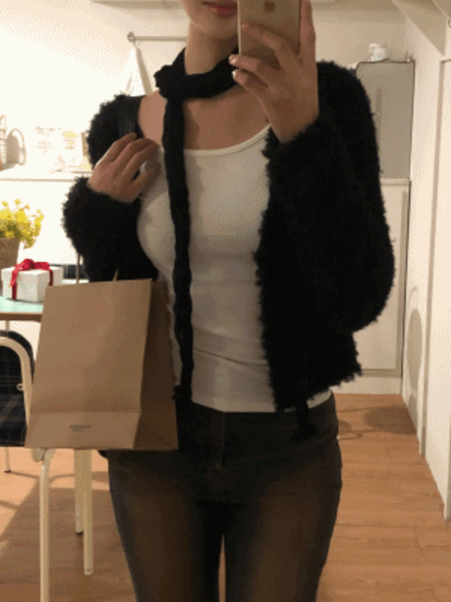 [MD강추/핏보장] 푸들 퍼 가디건 연말룩 여리핏가디건 세미크롭 (3col)