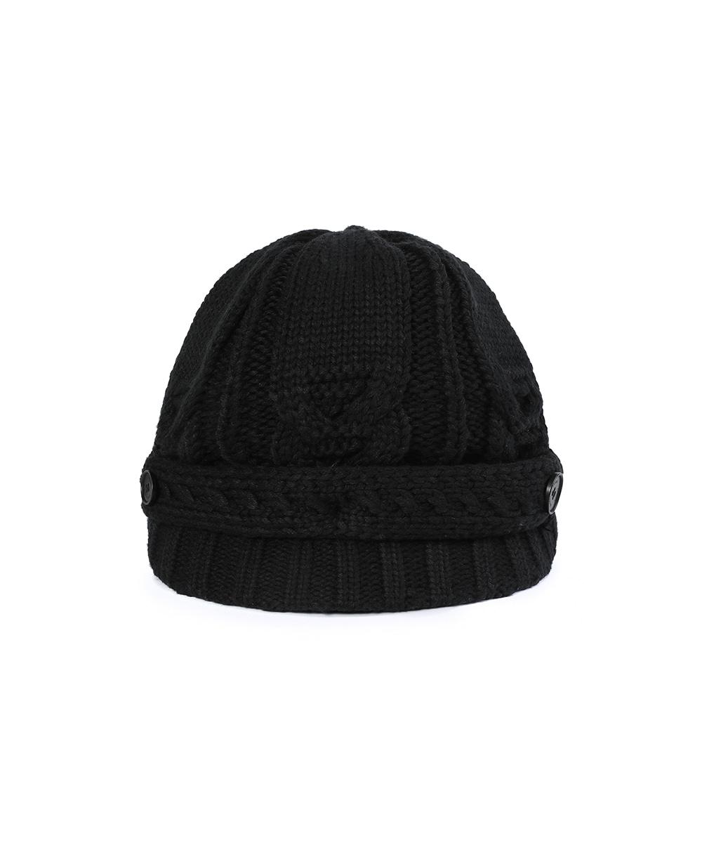 Cable knit beret BLACK