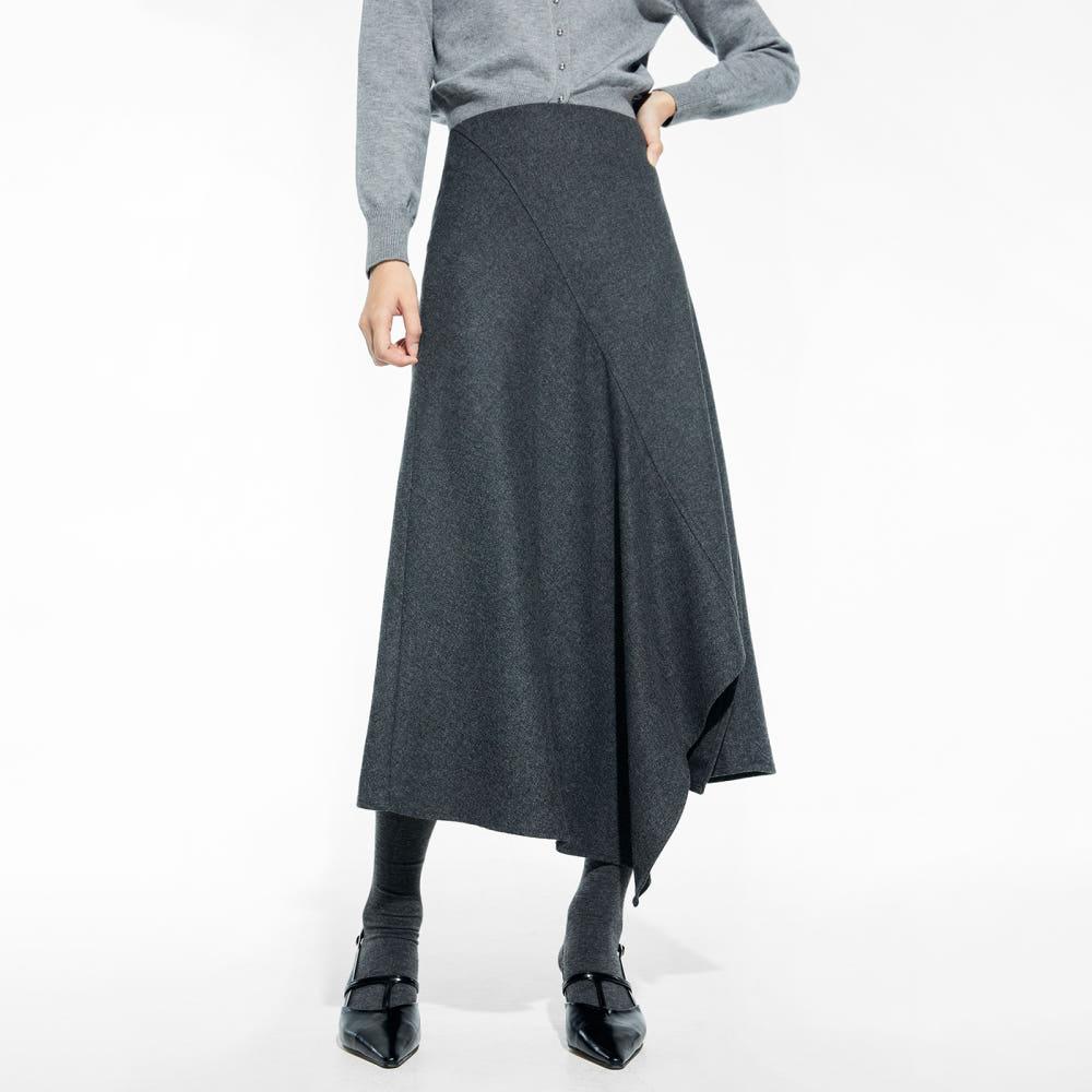 울 플레어 롱 스커트_MIWWHF171B