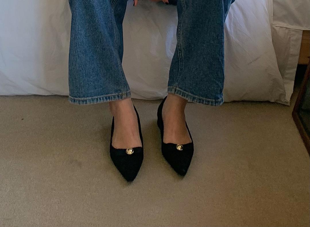 로더 리본 플랫 / 플랫슈즈 스웨이드플랫