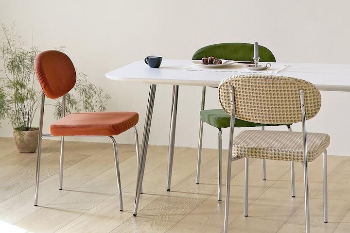 컬러추가! 1+1 더블린 크롬 체어 코듀로이 패브릭 식탁의자