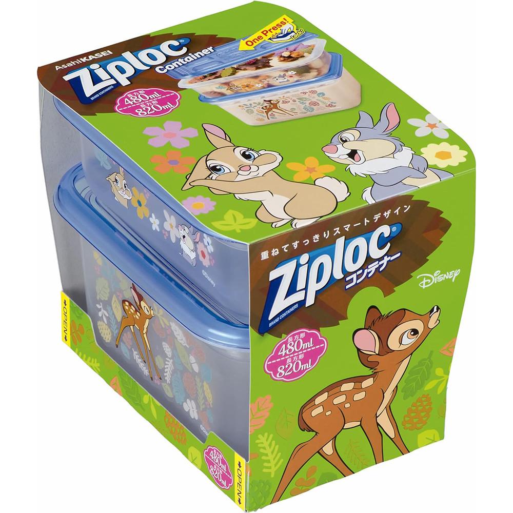Ziploc 지퍼락 디즈니 밤비 밀폐용기 480ml & 820ml 2종 세트