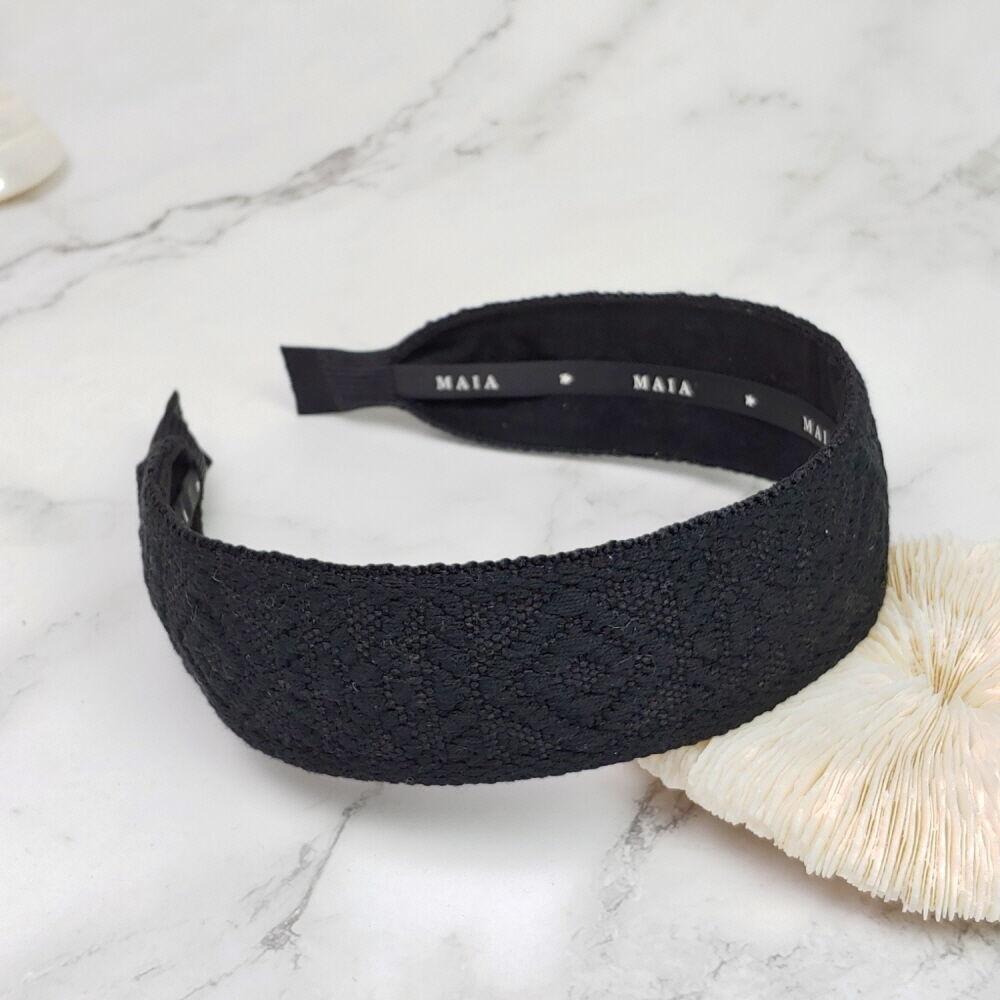 마이아 기하학 패턴 머리띠-블랙