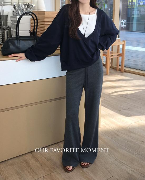 메리어라운드 [꾸안꾸룩][ofm] 데일리 세미 부츠컷 트레이닝 팬츠 (pants)