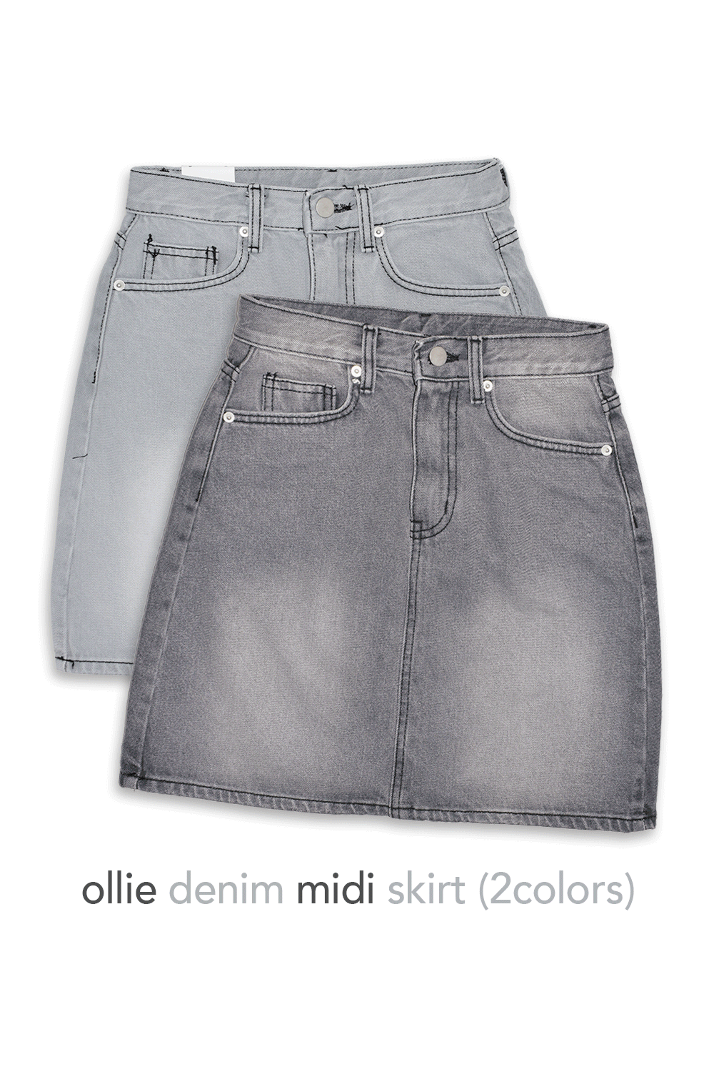 아쿠비클럽 ollie denim midi skirt (2colors)