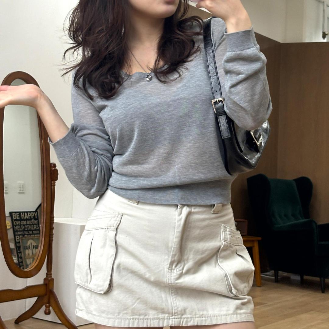 식스앤식스 [상비추천/~77] 무아 시스루 U넥 니트