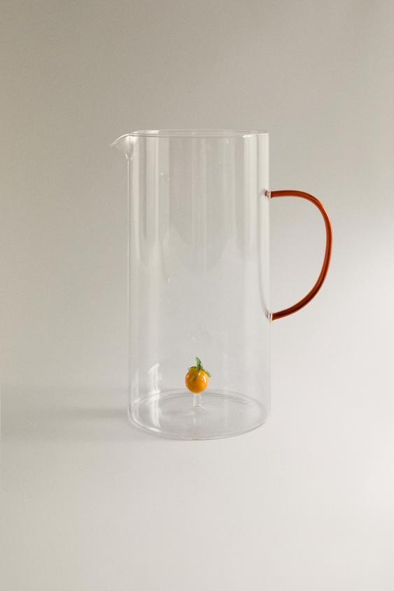 손잡이가 달린 오렌지 디자인 유리 피처