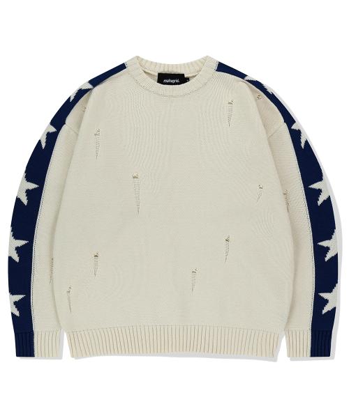 STAR CRASH KNIT CREWNECK BEIGE(MG2FSMK610A)