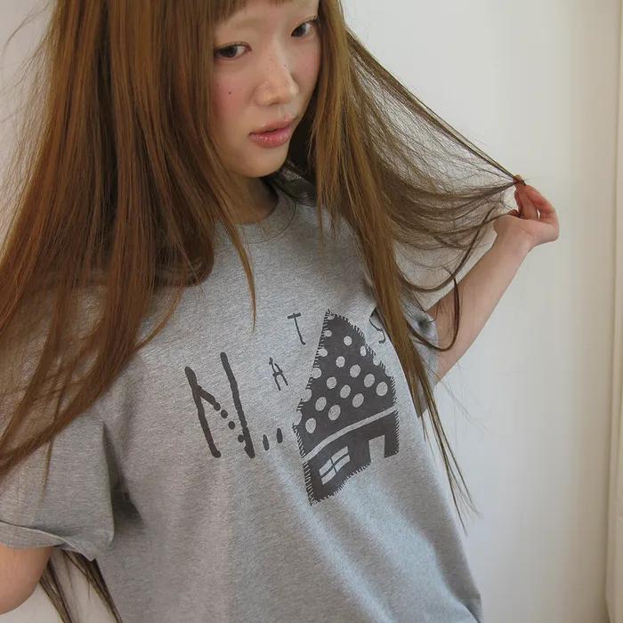 Dot home oversized t-shirt, melange gray