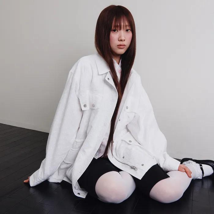 EYELET COTTON FIELD JACKET_WHITE