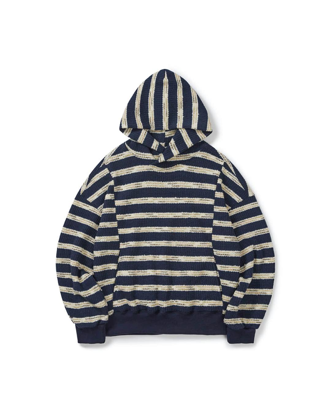 Multi striped knit hoodie / Navy
