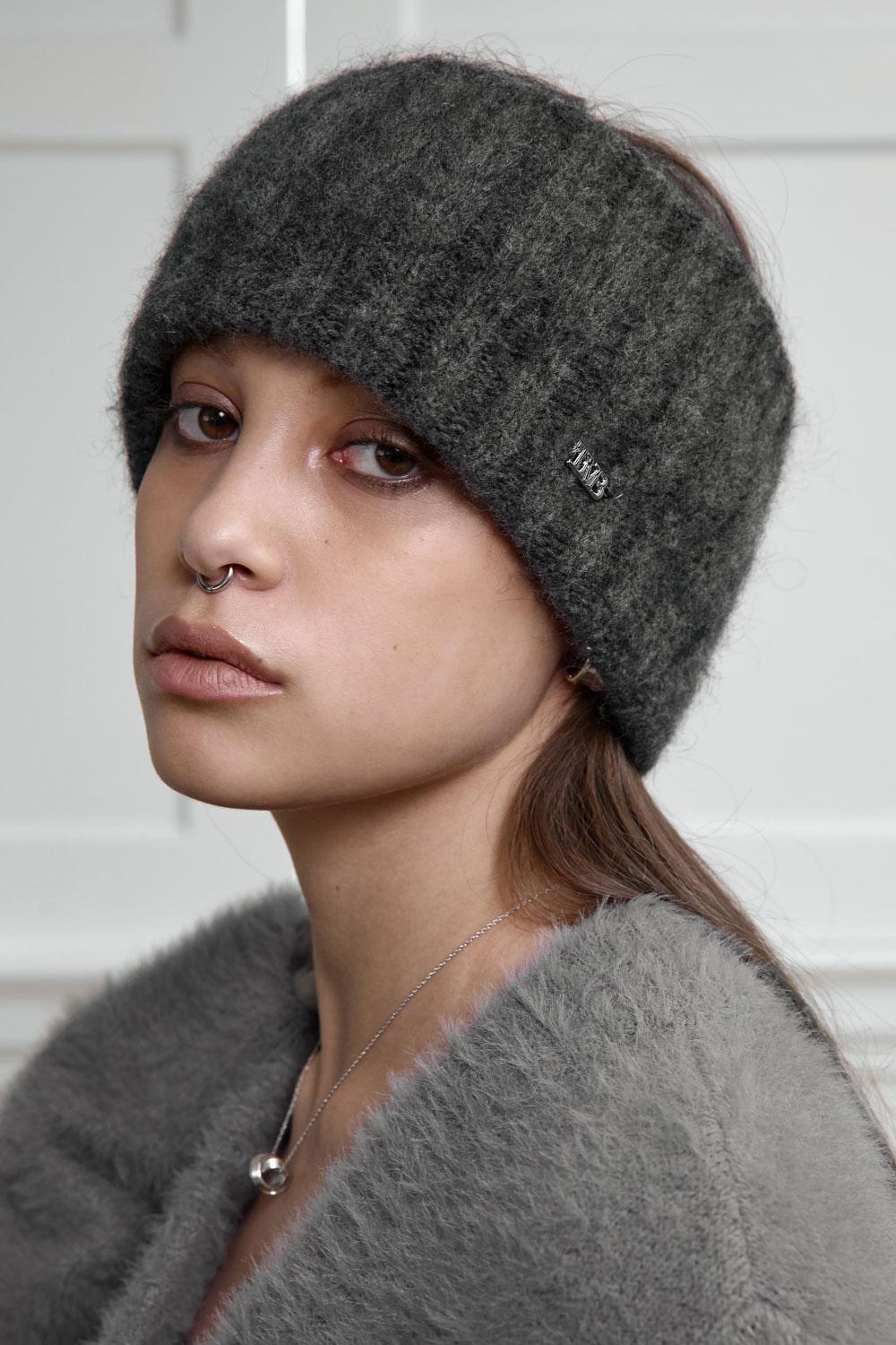Hairy Knit Hairband [ Charcoal ]