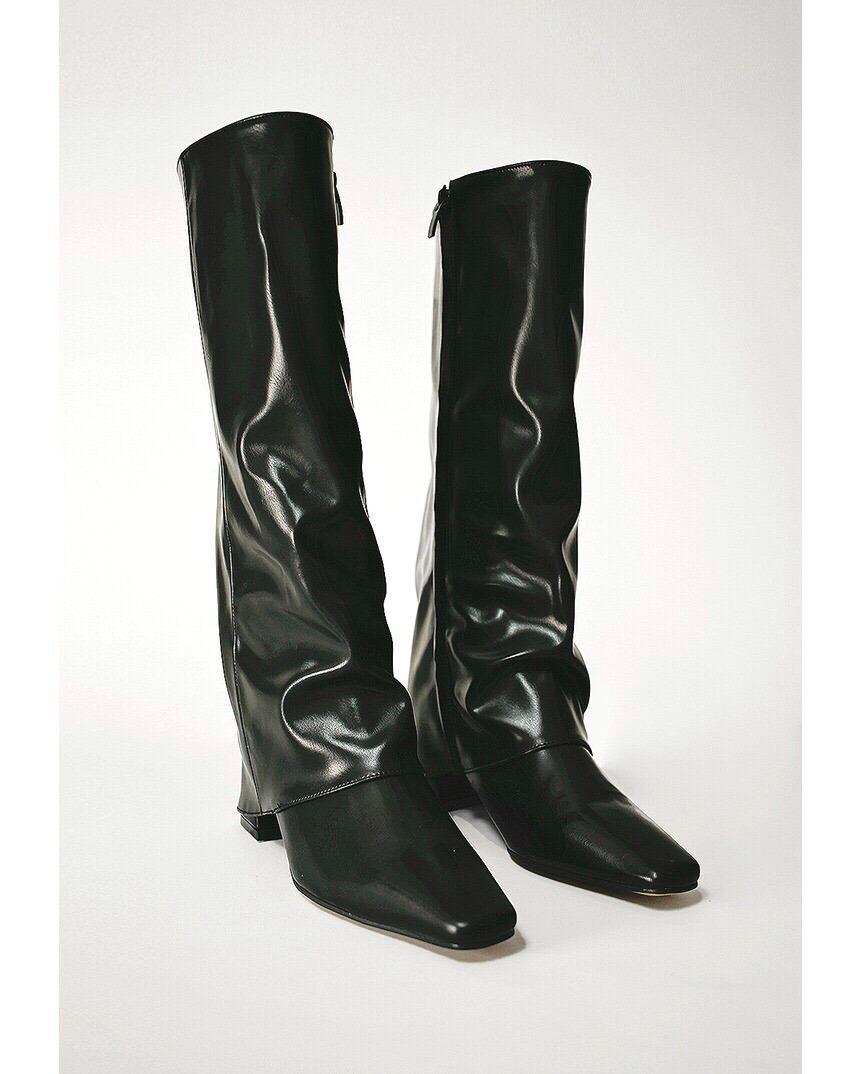 유니크 히든 내추럴 링클 미들 롱부츠 (4color)