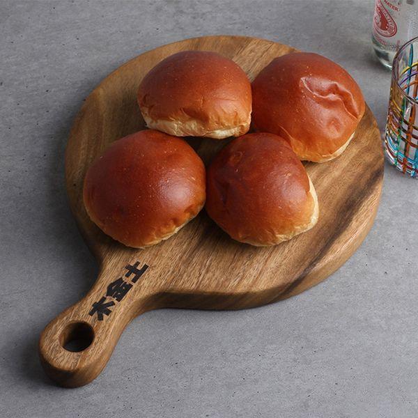 통원목 월넛 플레이트 원형 핸들도마