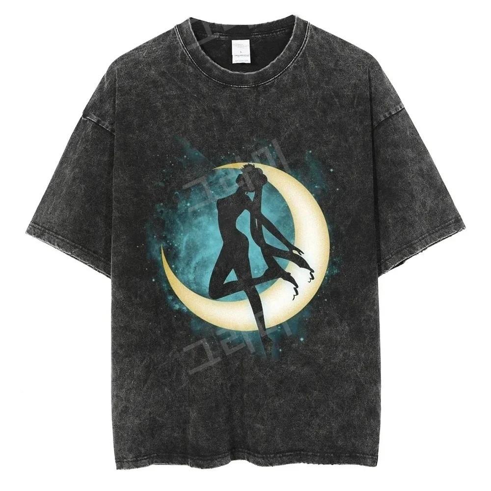 세일러문 세라 변신 티셔츠 오버사이즈 블랙 반팔 루즈핏 여름 굿즈