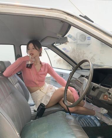 빅토리아 핑크 가디건